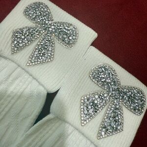 Elegant White Hosiery with Silver Embellishments